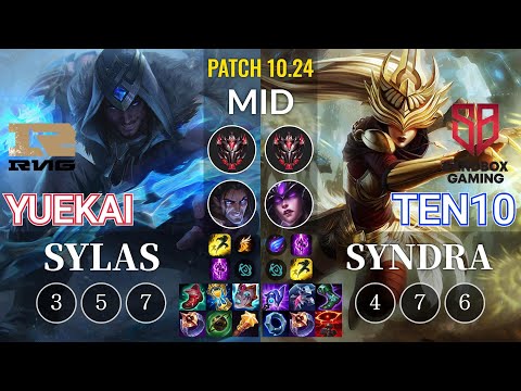 RNG yuekai Sylas vs SB Ten10 Syndra Mid - KR Patch 10.24