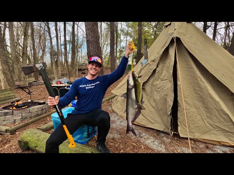 2 Days Hot Tent Camping, Fishing at a Remote River!