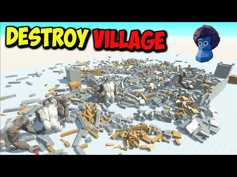 Village destroyed by Giant Units - Animal Revolt Battle Simulator + Bob