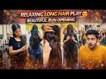 Relaxing Long Hair Play Beautiful Bun Opening