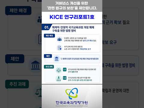 [KICE 영상리포트] 연구리포트 1호(국가교육과정 개정 연구 체제 구축 및 사회적 수용 제고 방안 탐색 연구) 발간