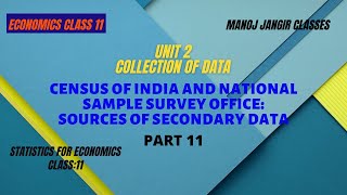 CENSUS OF INDIA  AND NSSO | COLLECTION OF DATA | SOURCES OF SECONDARY DATA