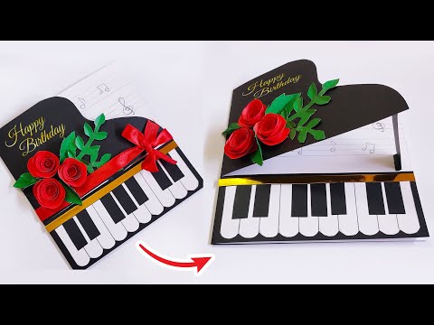 Easy & Beautiful Piano Card  🎹 Birthday Card Ideas 🎵