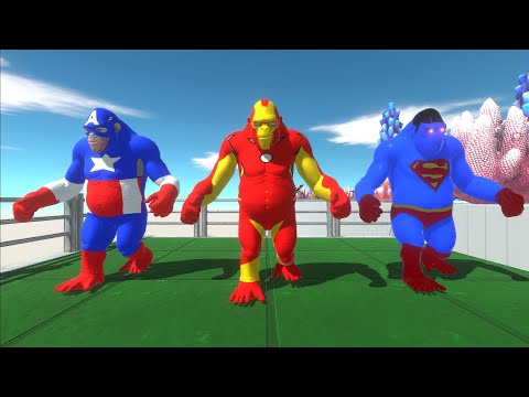 IRONMAN SUPERMAN CAPTAIN AMERICA DEATH RUN - ANIMAL REVOLT BATTLE SIMULATOR || tauPlays sims eps116