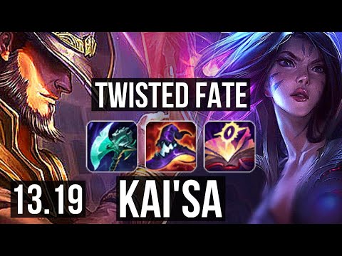 TWISTED FATE vs KAI'SA (MID) | 2.5M mastery, 900+ games, Legendary, 15/4/12 | BR Master | 13.19