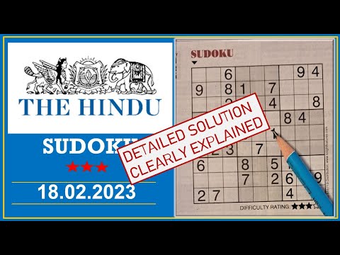 Video# - 413  How to Solve 3 Star Hindu  Sudoku Feb 18,  2022 -  Step By Step Solution