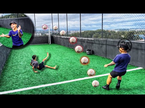 DESAFIO DO TRAVESSÃO NA QUADRA DE FUTEBOL DA MANSÃO MAROMBA!