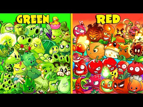 All Plants Team GREEN vs RED-ORANGE - Who Will Win? - PVZ 2 Team Plant vs Team Plant