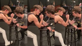 ZACH HERRON AND JACK AVERY ARM WRESTLE