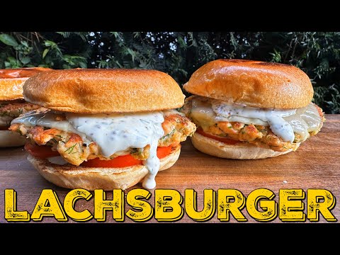Lachsburger mit Honig-Senf-Sauce