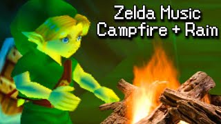 Zelda Sleep Music + Cozy Campfire and Rain