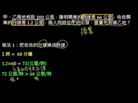 例題 速率的比較 化成同單位1 六年級 速率 均一教育平台