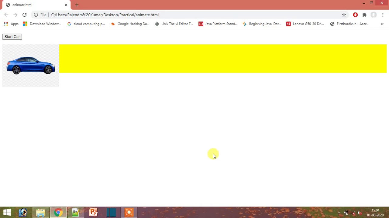 How to moving animation car in html JavaScript