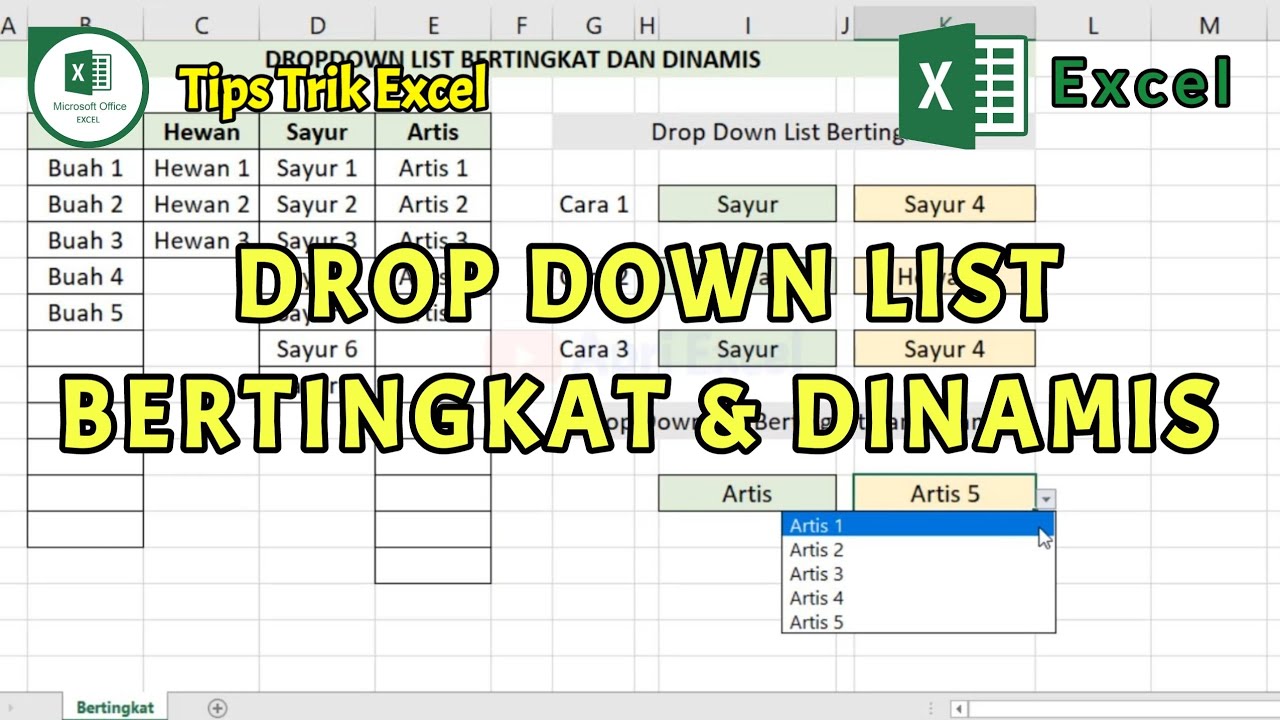 Drop Down list / Data Validation Bertingkat dan Dinamis di Excel