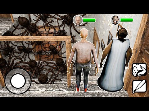 Playing as Granny and Grandpa vs Spider Army in Granny House | Funny Animation