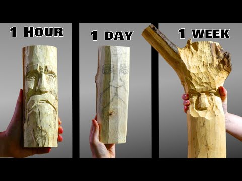 I Carved 3 Wood Spirits - 1 Hour vs 1 Day vs 1 Week