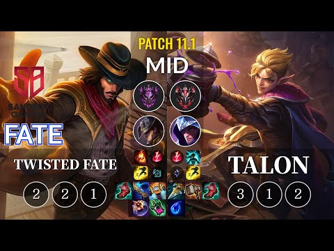SB FATE Twisted Fate vs Talon Mid - KR Patch 11.1