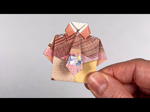 💶 Geldschein falten: Hemd mit Krawatte aus 10 Euro Schein — Origami Geldgeschenk
