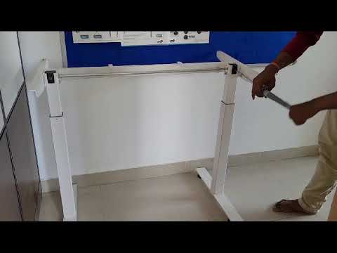 White manual height adjustable standing desk frame