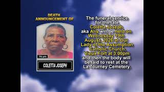 Coletta Joseph  ~ Short Obituary