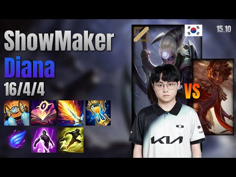 ShowMaker Mid Diana vs Taliyah lol KR solo rank Full Game 15.10 | 쇼메이커 다이애나 vs 탈리야