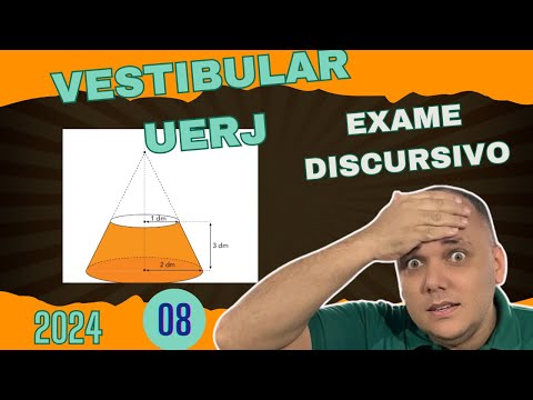 UERJ 2024 questão 8 Discursiva No tronco de cone circular reto de bases paralelas ilustrado a seguir