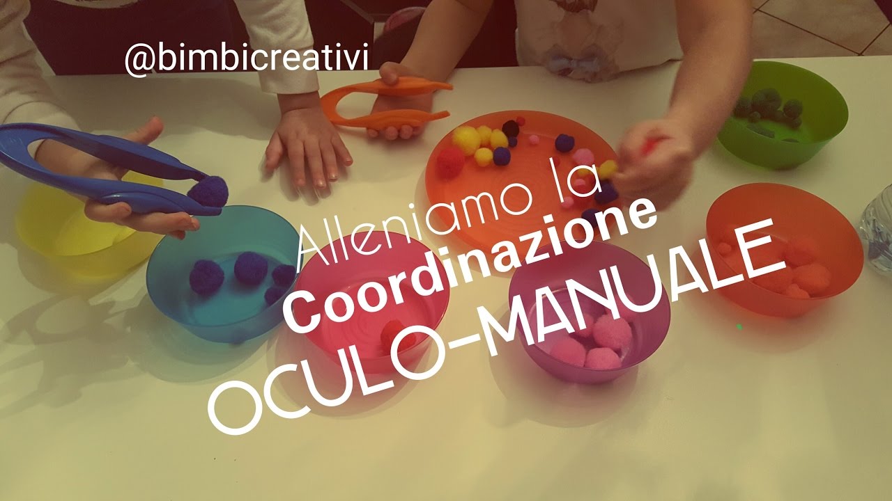Gioco con POMPONS e PINZETTE (Motricità Fine / Coordinazione oculo-manuale) / Bimbi Creativi / #98