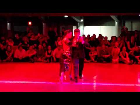 Adrian Veredice,    Alejandra Hobert,    and  Rosa Forte  are  dancing  to  the  tango  "  El Marne  "  at  Firenze Tango Festival  in  2016