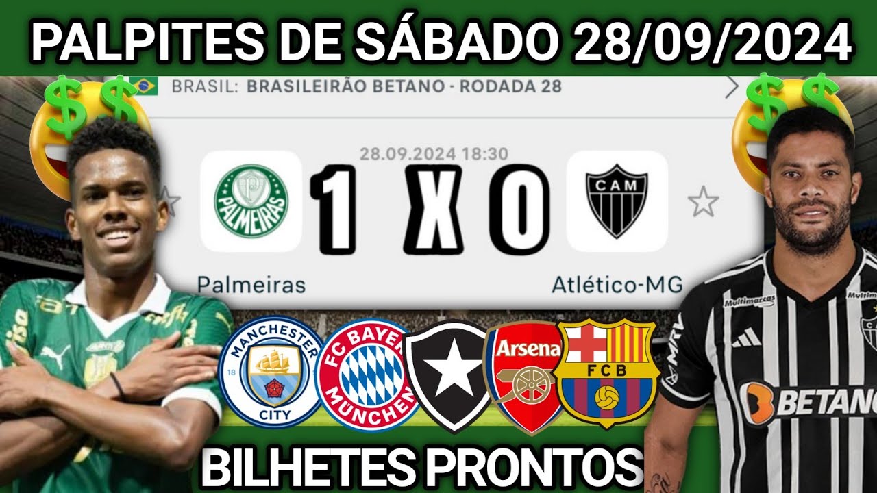 PALPITES DE FUTEBOL PARA HOJE 28/09/2024 (SÁBADO) + BILHETES PRONTOS | Palpites da hora