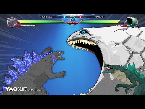 Bloop & Zilla Jr vs Godzilla with Healthbars  | YaoKit Animations