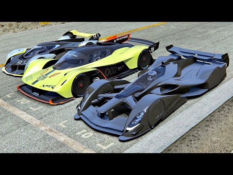 Red Bull X2019 Competition vs Aston Martin Valkyrie AMR Pro vs McLaren Ultimate VGT - Silverstone