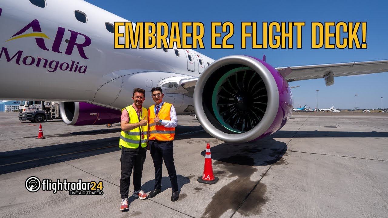 Flight deck on the Embraer E2 in Mongolia! (Hunnu Air to Almaty)