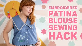 Embroidered Large Collar Patina Blouse Sewing Hack
