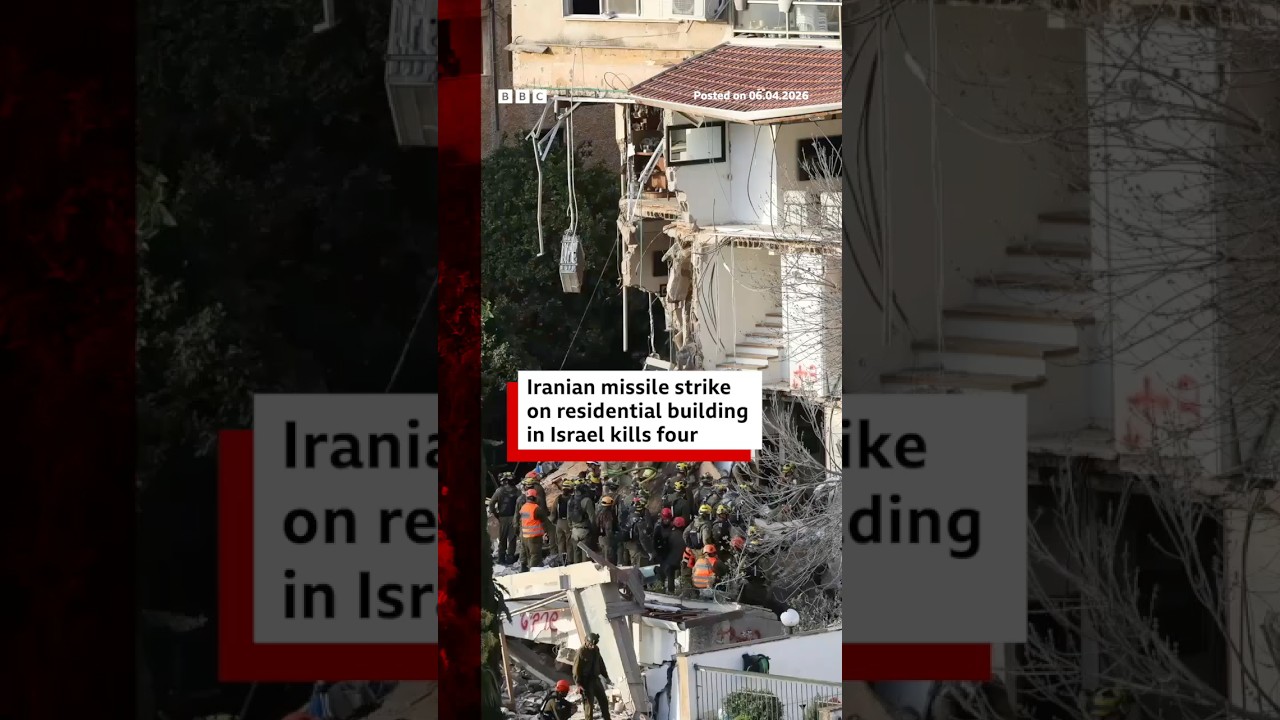 Four killed in Iranian missile strike on residential building in Haifa. #Israel #Iran #BBCNews
