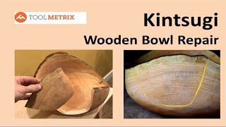 Modern Kintsugi-style Epoxy Repair on Wooden Bowl