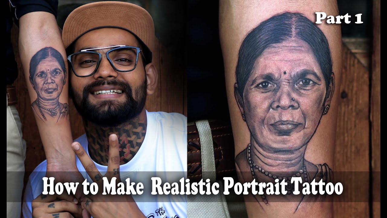 tattoo of a realistic face on hand by mahesh chavan