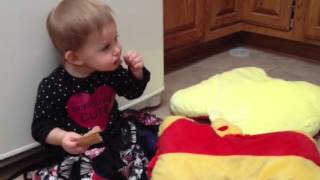 Vivi feeding pooh bear