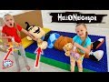 Pregnant Hello Neighbor In Real Life Hide And Seek Cozy Dozy Toy Scavenger Hunt