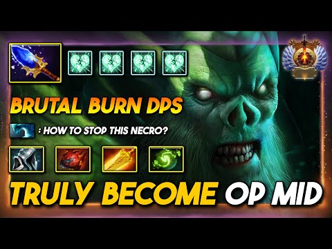 TRULY BECOME OP MID Necrophos Aghs Scepter + Radiance Build Burn DPS 100% Show no Mercy 7.35d DotA 2