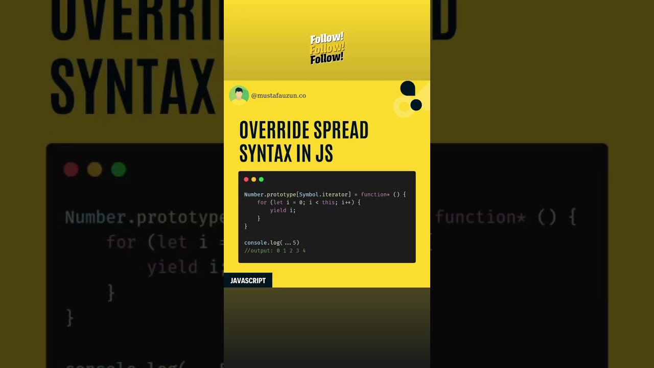 Javascript, Override Spread Syntax #javascript #shorts