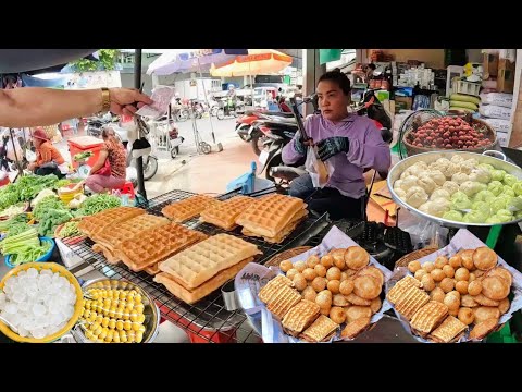 Cambodia Food Tour in Three Markets - Routine Fresh Food, Raw Chicken, Meats, Vegetable, Fish & More