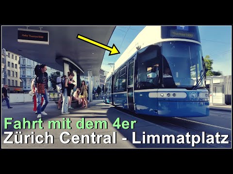 Strassenbahn fahren ist cool :)  Unterwegs mit dem 4er vom Central zum Limmatplatz Zürich