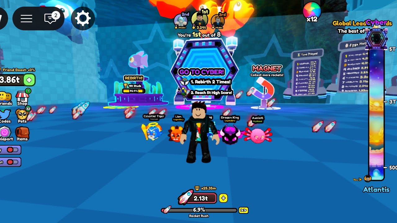 Fly to Space Atlantis to Cyber 😱😱😱 MAX height in Roblox fly toSpace.. lvl 999 💲💲💲 trillion part 15