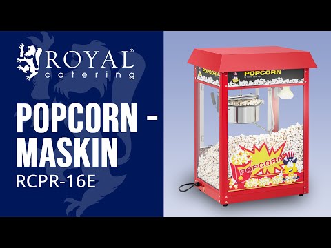 video - Liten popcornmaskin - 1500 W effekt, rostfritt stål, härdat glas och non-stick-beläggning