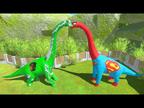 NEW OBUNGA vs RED ALL SUPERMAN BRACHIOSAURUS BATTLE DEATH RUN - Animal Revolt Battle Simulator