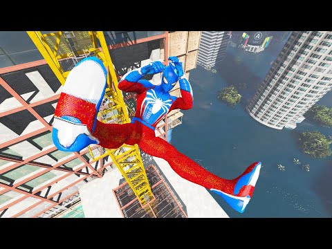 GTA 5 Iron Spiderman Falling off Highest Buildings - Spider-Man Fails (Euphoria Ragdolls)