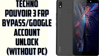 tecno pouvoir 3 frp bypass/Google account unlock without pc  #tecnopouvoir3lb7frpbypass