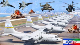 Israeli Airport and War Weapons  Badly Destroyed By Iranian Jets, War Helicopters & Drones - GTA 5