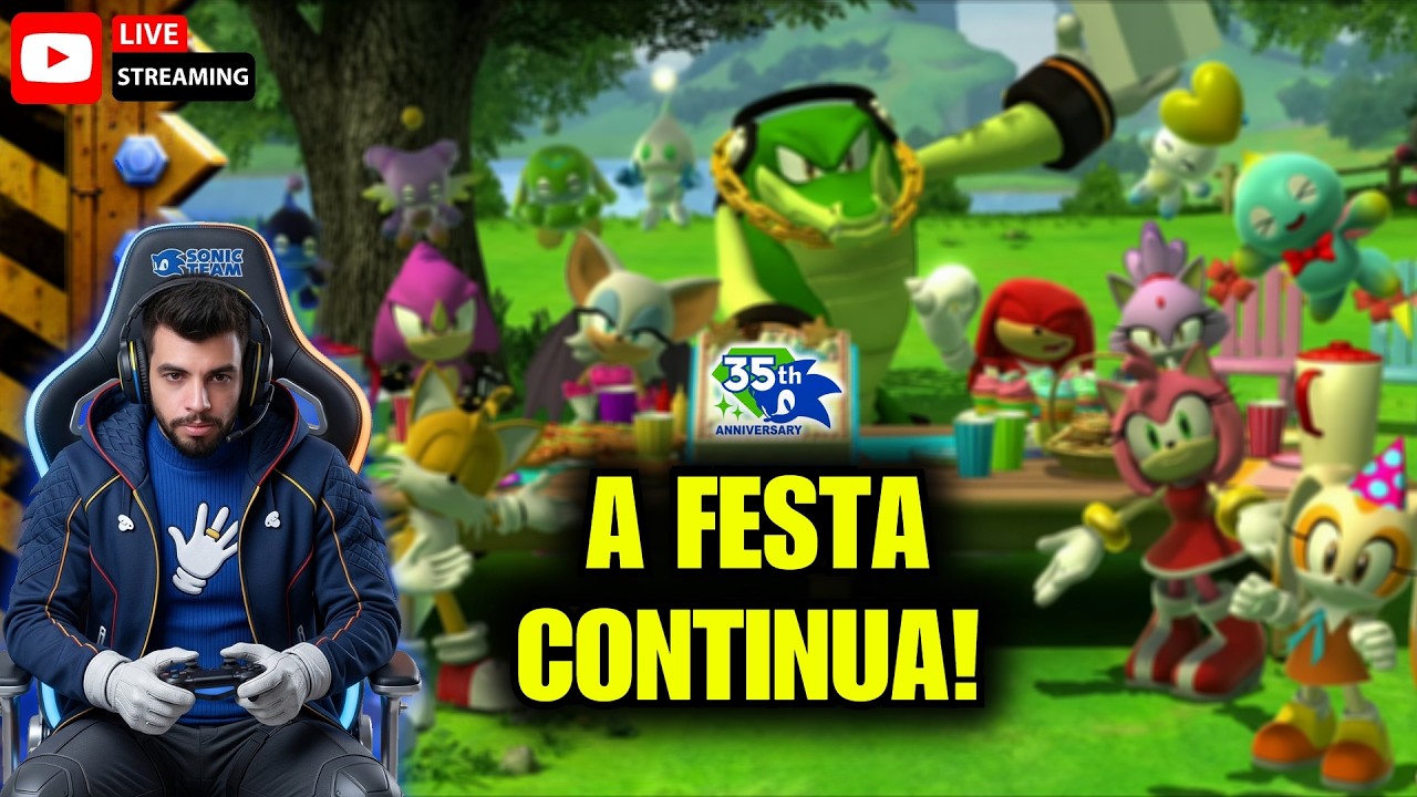 CONTINUANDO A FESTA! 🎂 35 ANOS DE SONIC jogando os melhores FANGAMES ao Vivo!