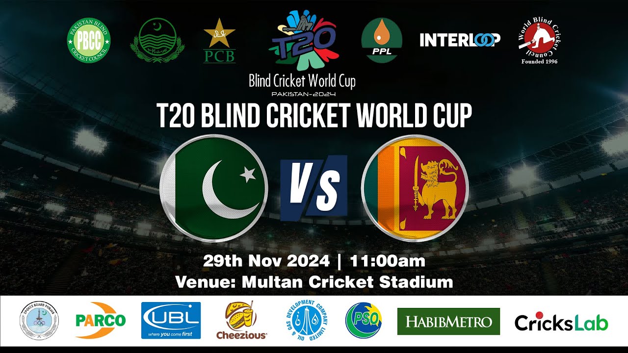 LIVE : Pakistan VS Srilanka || Blind T20 Cricket World cup 2024 || Match # 16 || Crickslab